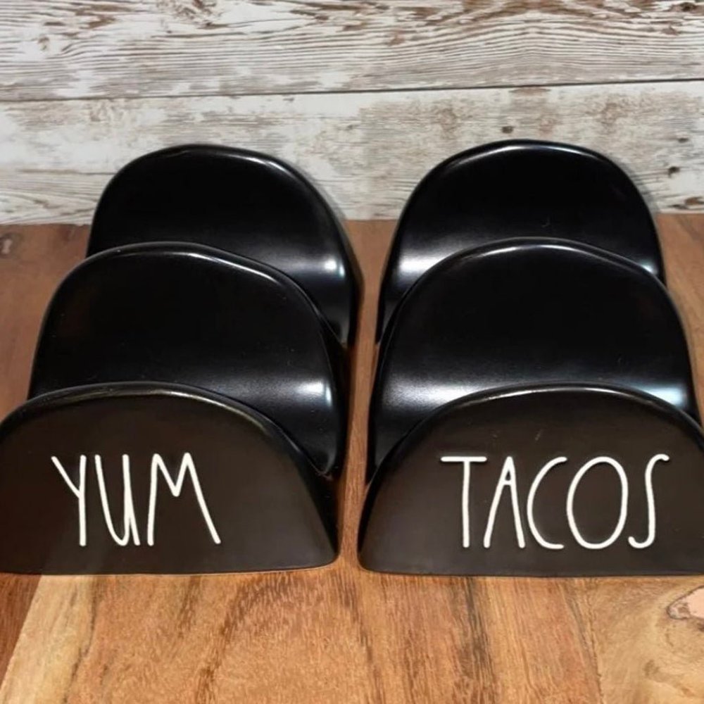 HTF  Rae Dunn Set of 2 Taco Holders YUM TACOS VHTF HOME DECOR RARE